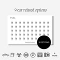 Car Related Icon Stickers | Mini Icon Stickers | 9 Options | Transparent Matte | Minimal | Credit Card Size | Planner Stickers