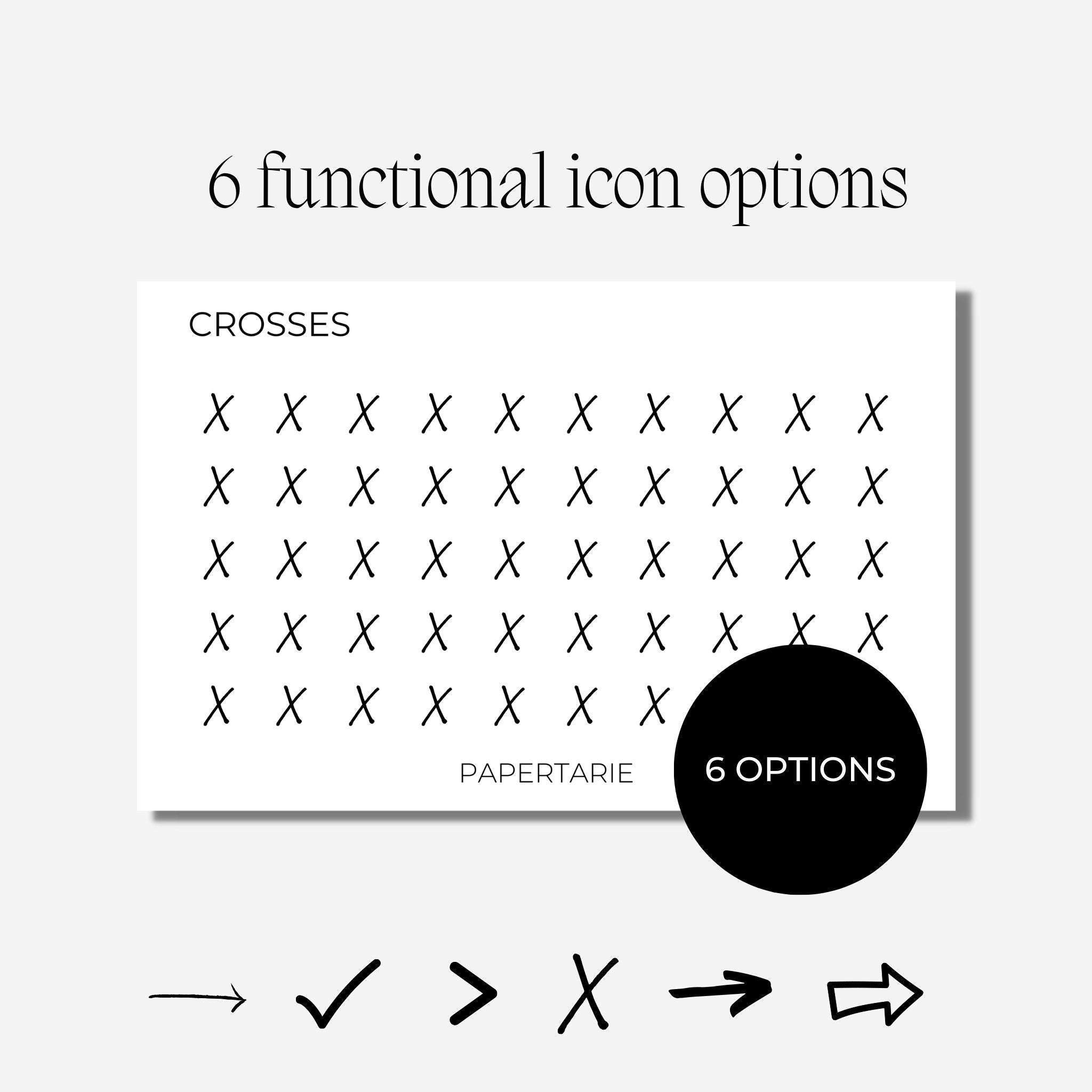Functional Icon Stickers | Mini Icon Stickers | 6 Options | Transparent Matte | Minimal | Credit Card Size | Planner Stickers