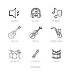 Mini Instruments Icon Stickers | Mini Icons | 18 Options | Transparent | Matte | Glossy | Minimal | Two Sizes | Hobonichi