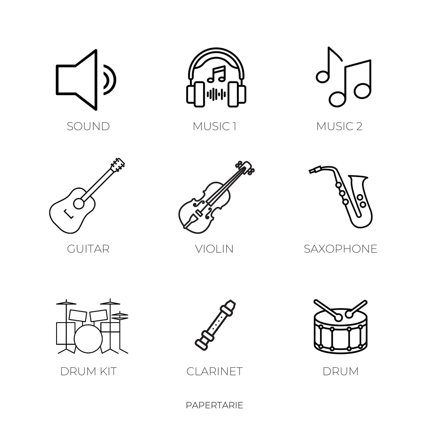 Mini Instruments Icon Stickers | Mini Icons | 18 Options | Transparent | Matte | Glossy | Minimal | Two Sizes | Hobonichi