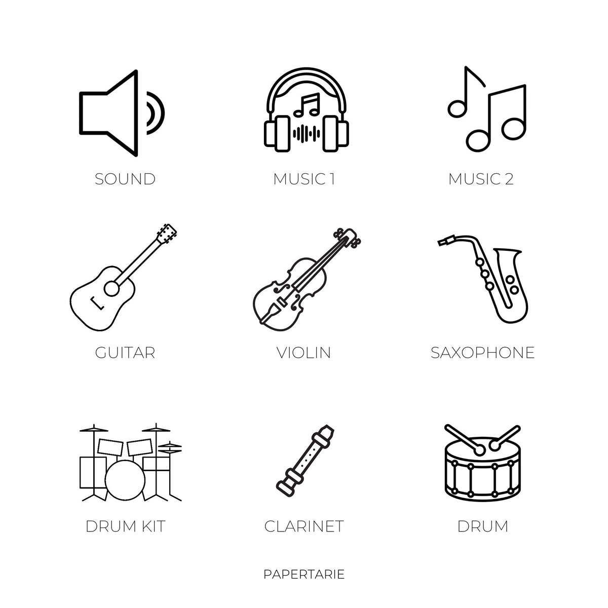 Mini Instruments Icon Stickers | Mini Icons | 18 Options | Transparent | Matte | Glossy | Minimal | Two Sizes | Hobonichi