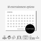 Entertainment Icon Stickers | 18 Options | Cinema, Movies, Theatre, Popcorn | Mini Icon Stickers | Transparent Matte | Minimal