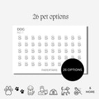 Pet Icon Stickers | Mini Icon Stickers | 26 Options | Transparent Matte | Minimal | Credit Card Size | Planner Stickers