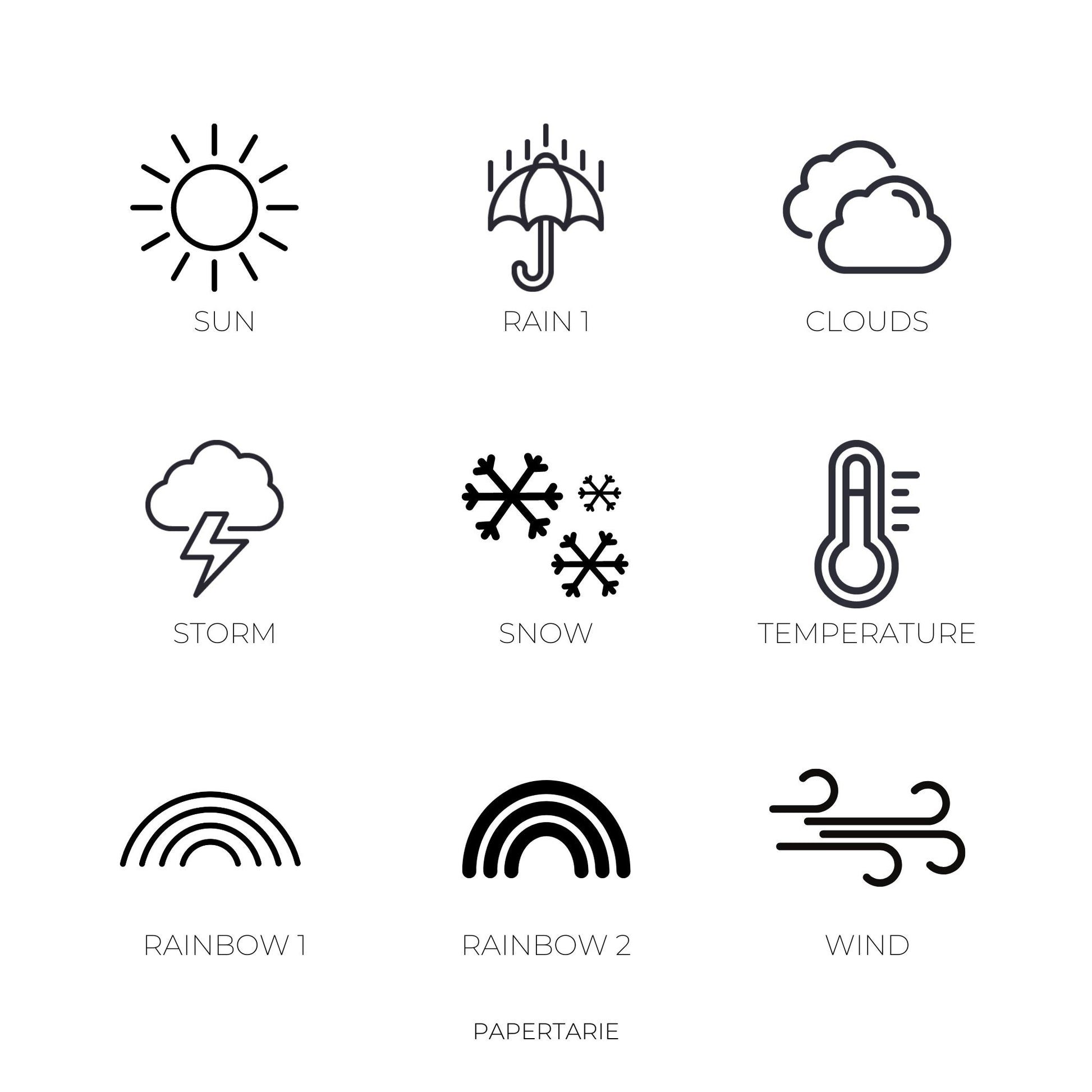 Mini Weather Icon Stickers | Mini Icons | 13 Options | Transparent | Matte | Glossy | Minimal | Hobonichi | Planner Stickers