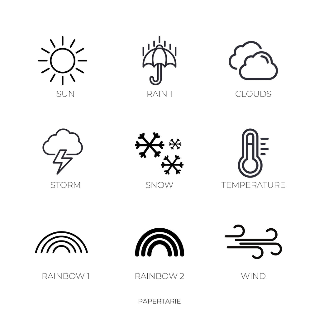 Weather Icon Stickers | Mini Icon Stickers | 9 Options | Transparent Matte | Minimal | Planner Stickers
