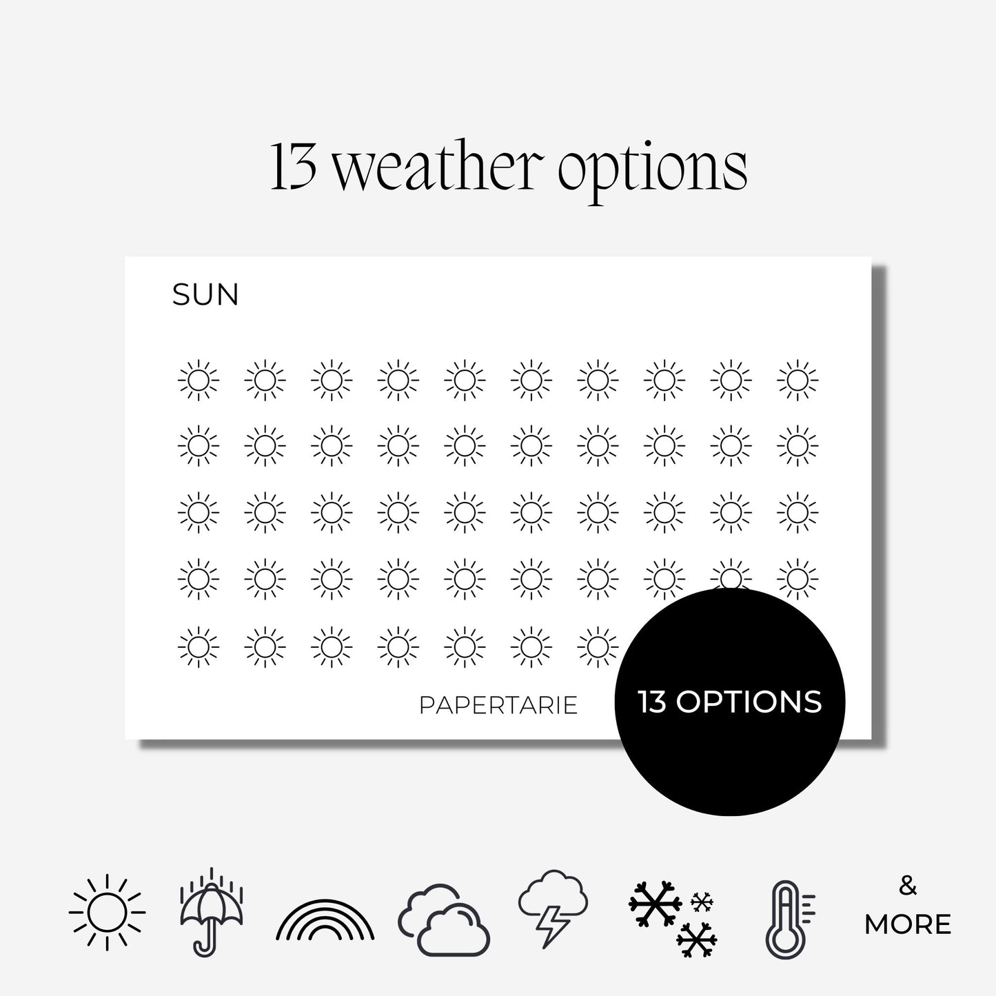 Mini Weather Icon Stickers | Mini Icons | 13 Options | Transparent | Matte | Glossy | Minimal | Hobonichi | Planner Stickers