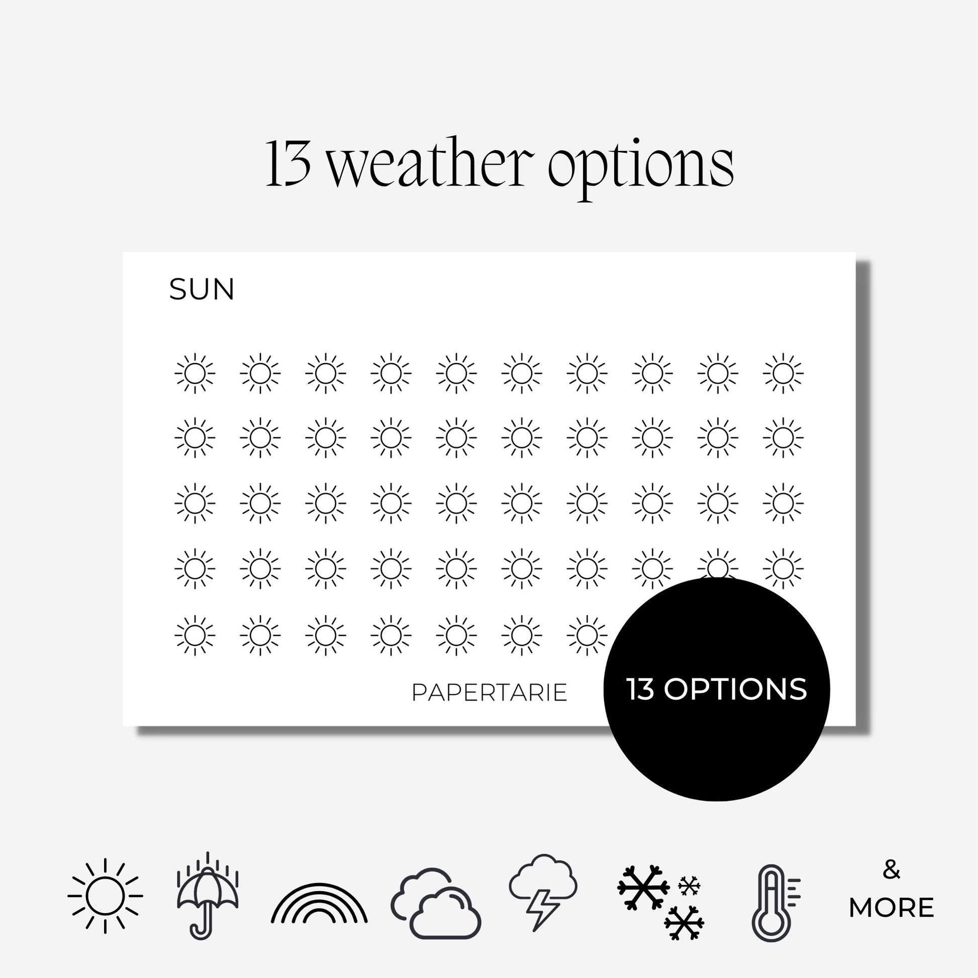 Mini Weather Icon Stickers | Mini Icons | 13 Options | Transparent | Matte | Glossy | Minimal | Hobonichi | Planner Stickers