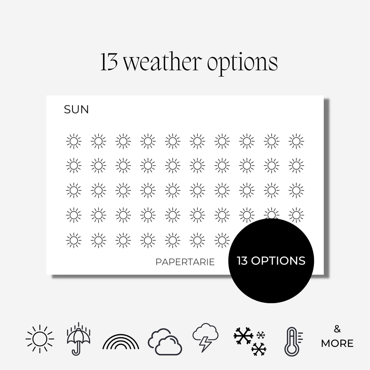 Mini Weather Icon Stickers | Mini Icons | 13 Options | Transparent | Matte | Glossy | Minimal | Hobonichi | Planner Stickers