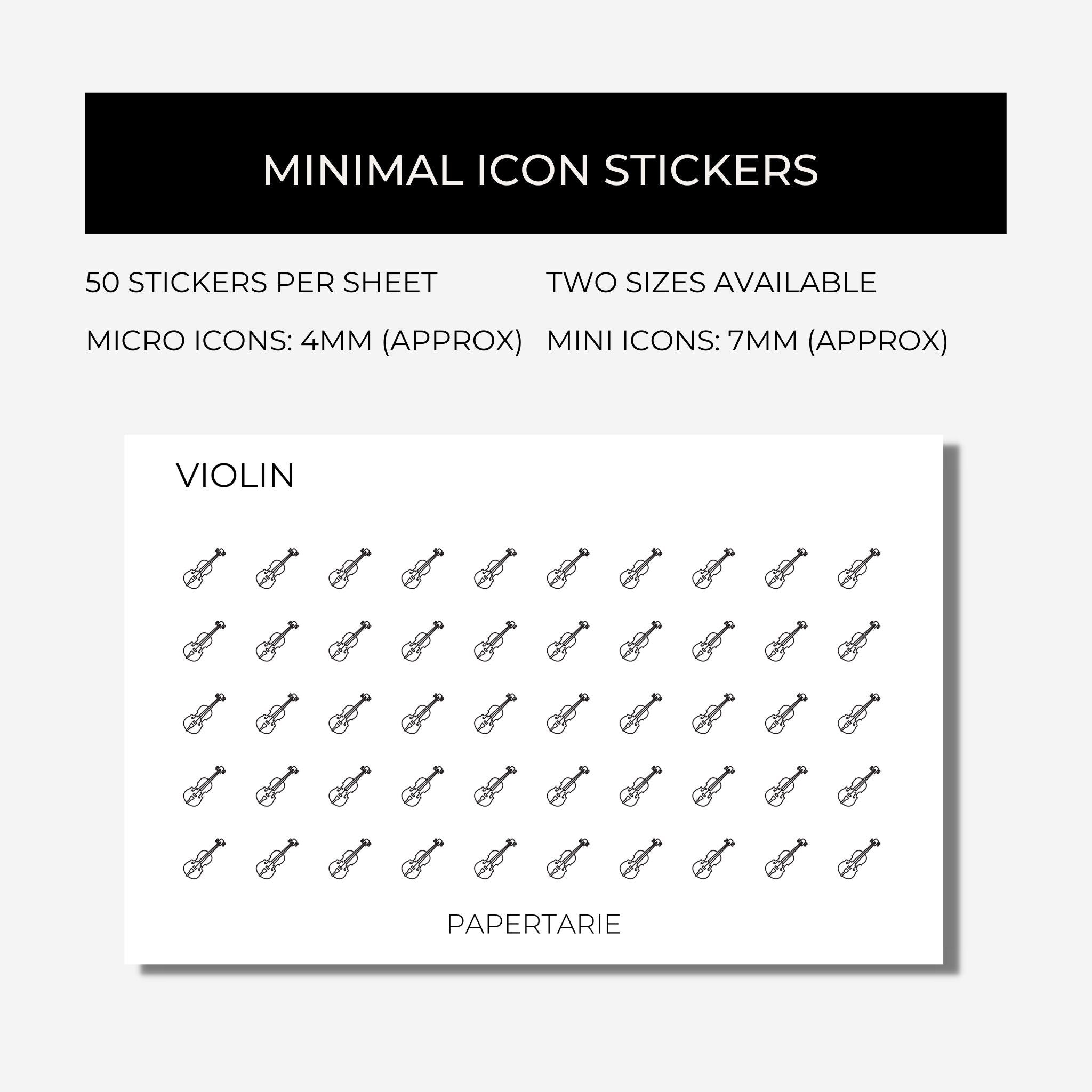 Mini Instruments Icon Stickers | Mini Icons | 18 Options | Transparent | Matte | Glossy | Minimal | Two Sizes | Hobonichi