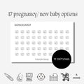 Pregnancy / New Baby Icon Stickers | Mini Icon Stickers | 17 Options | Transparent Matte | Minimal | Planner Stickers