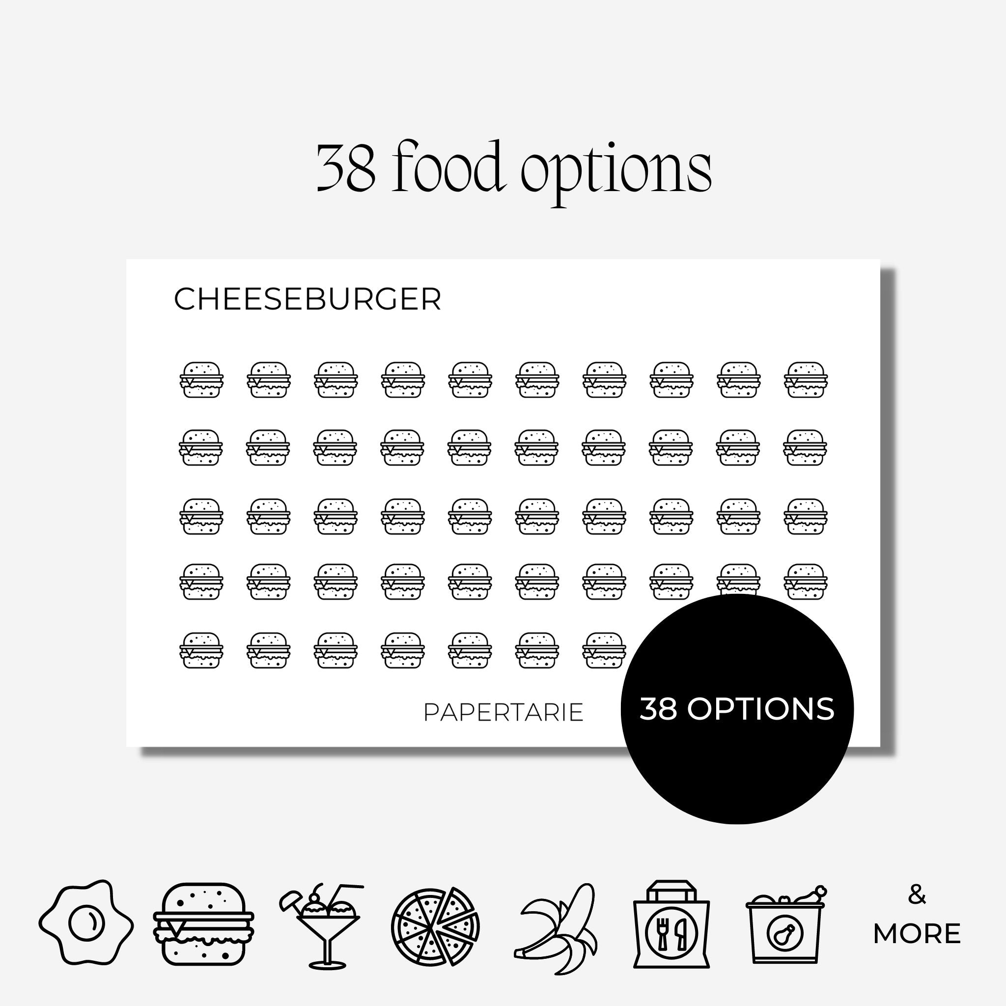 Mini Food Icon Stickers | Mini Icons | 38 Options | Transparent | Matte | Glossy | Minimal | Planner Stickers | Hobonichi