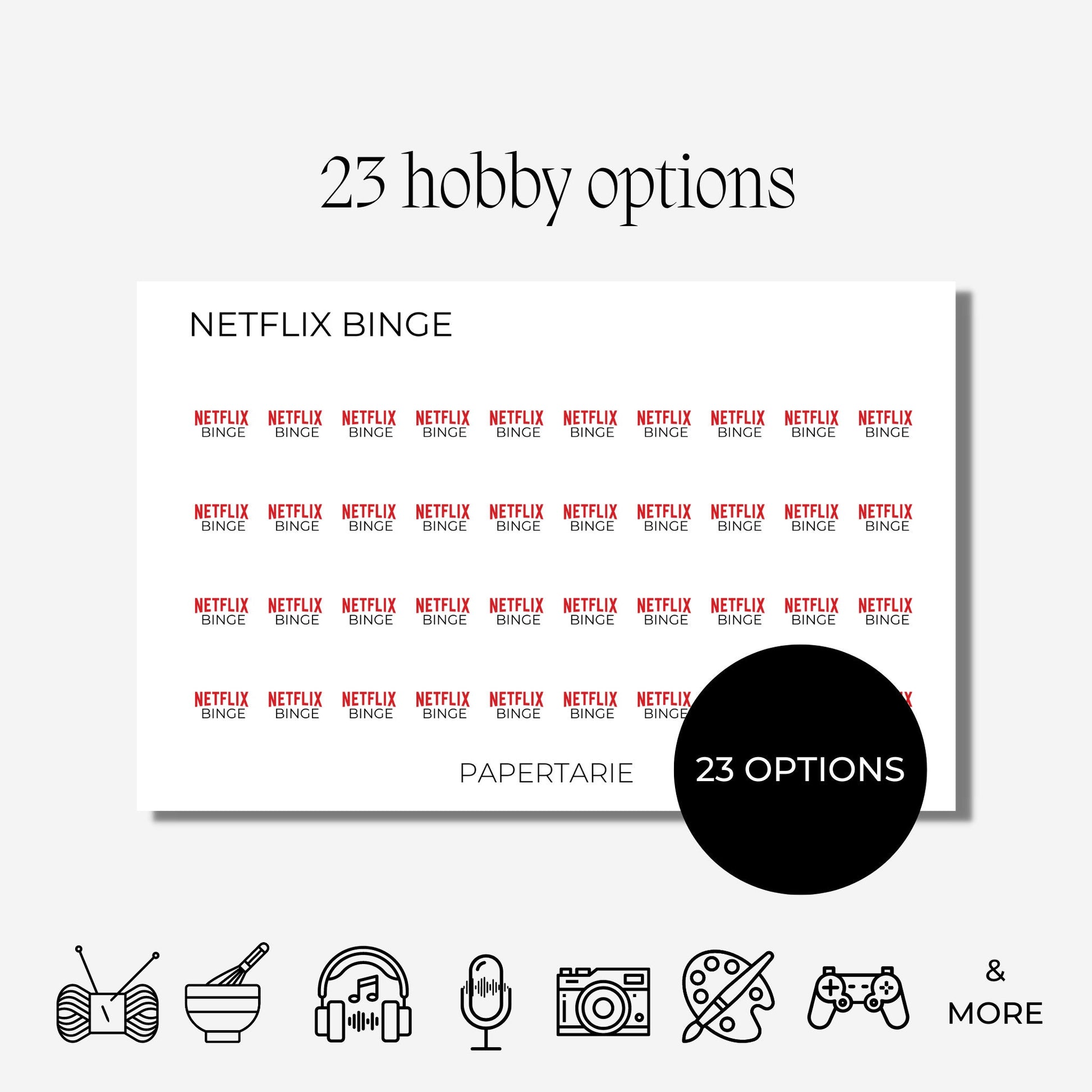 Hobby Icon Stickers | Mini Icon Stickers | 18 Options | Transparent Matte | Minimal | Planner Stickers
