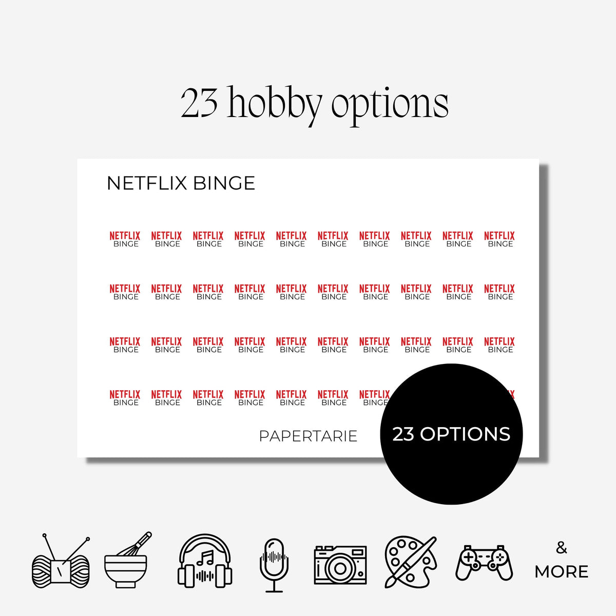 Hobby Icon Stickers | Mini Icon Stickers | 18 Options | Transparent Matte | Minimal | Planner Stickers
