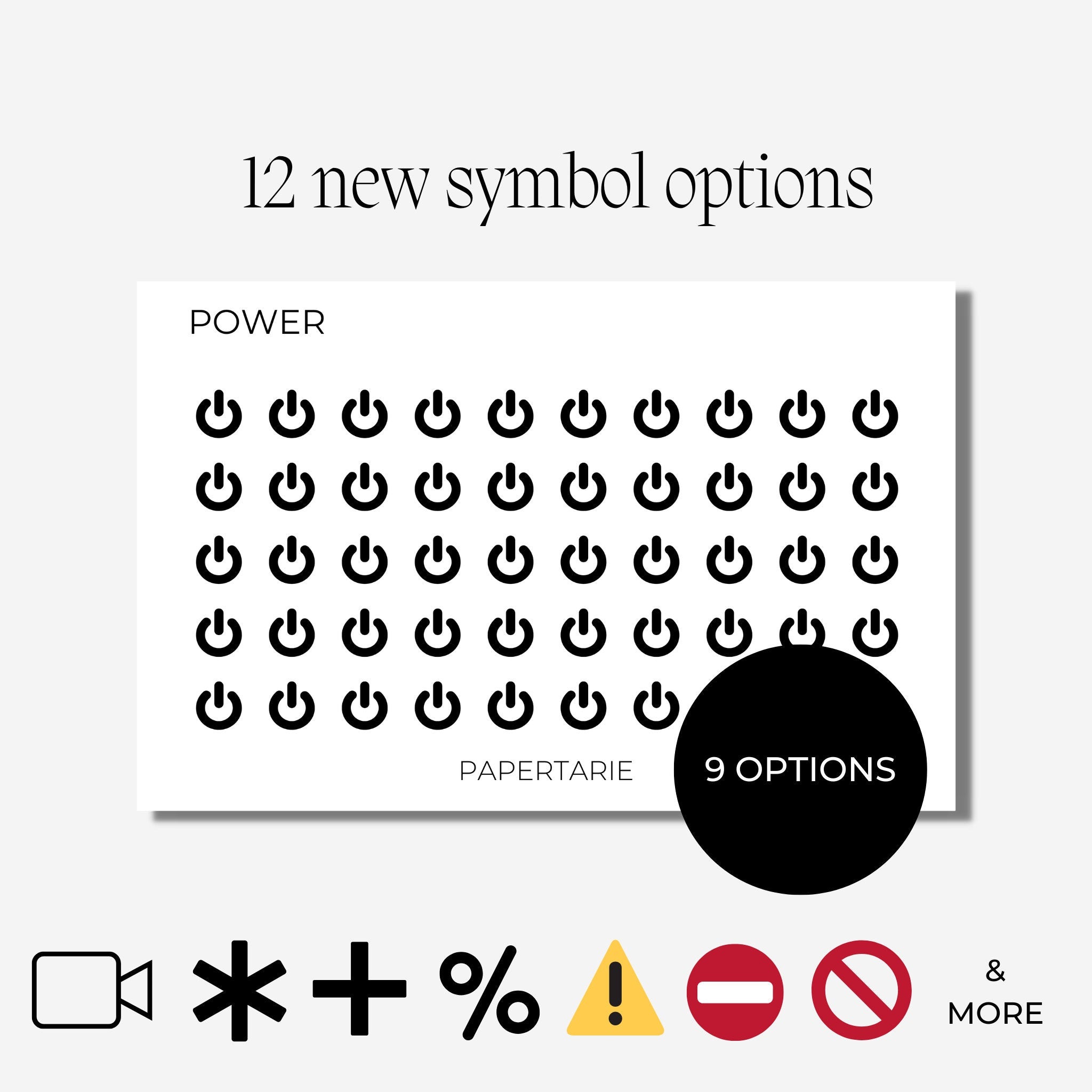 Micro Symbol Icon Stickers | Micro Icons | 43 Options | Transparent | Matte | Glossy | Minimal | Two Sizes | Hobonichi