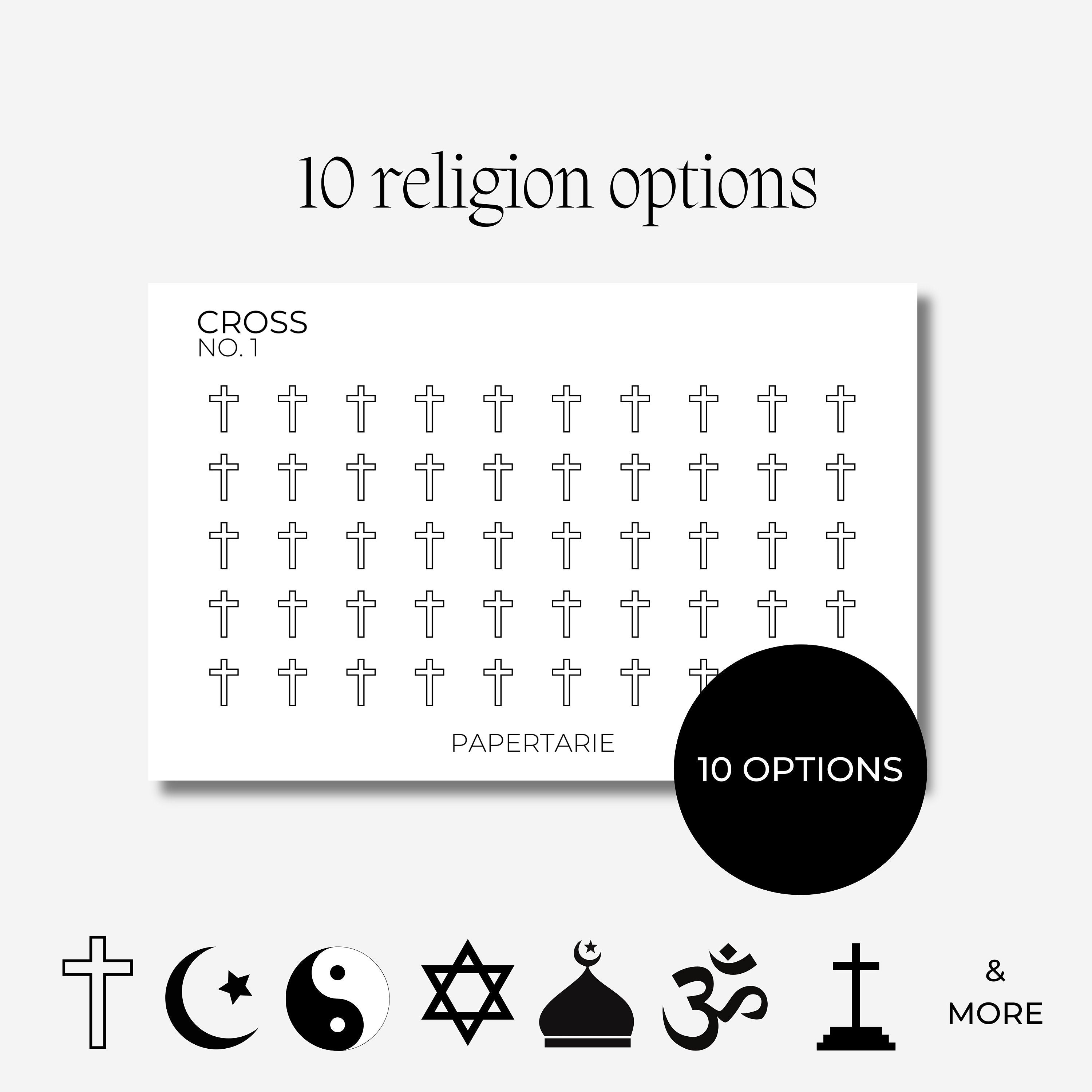 Mini Religion Icon Stickers | 10 Options | Mini Icons | Transparent | Matte | Glossy | Minimal | Hobonichi | Planner Stickers