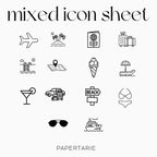 Mixed Holiday Icons | Holiday Stickers | Mini Icon Stickers | Transparent | Matte | Glossyy | Large Size Sheet
