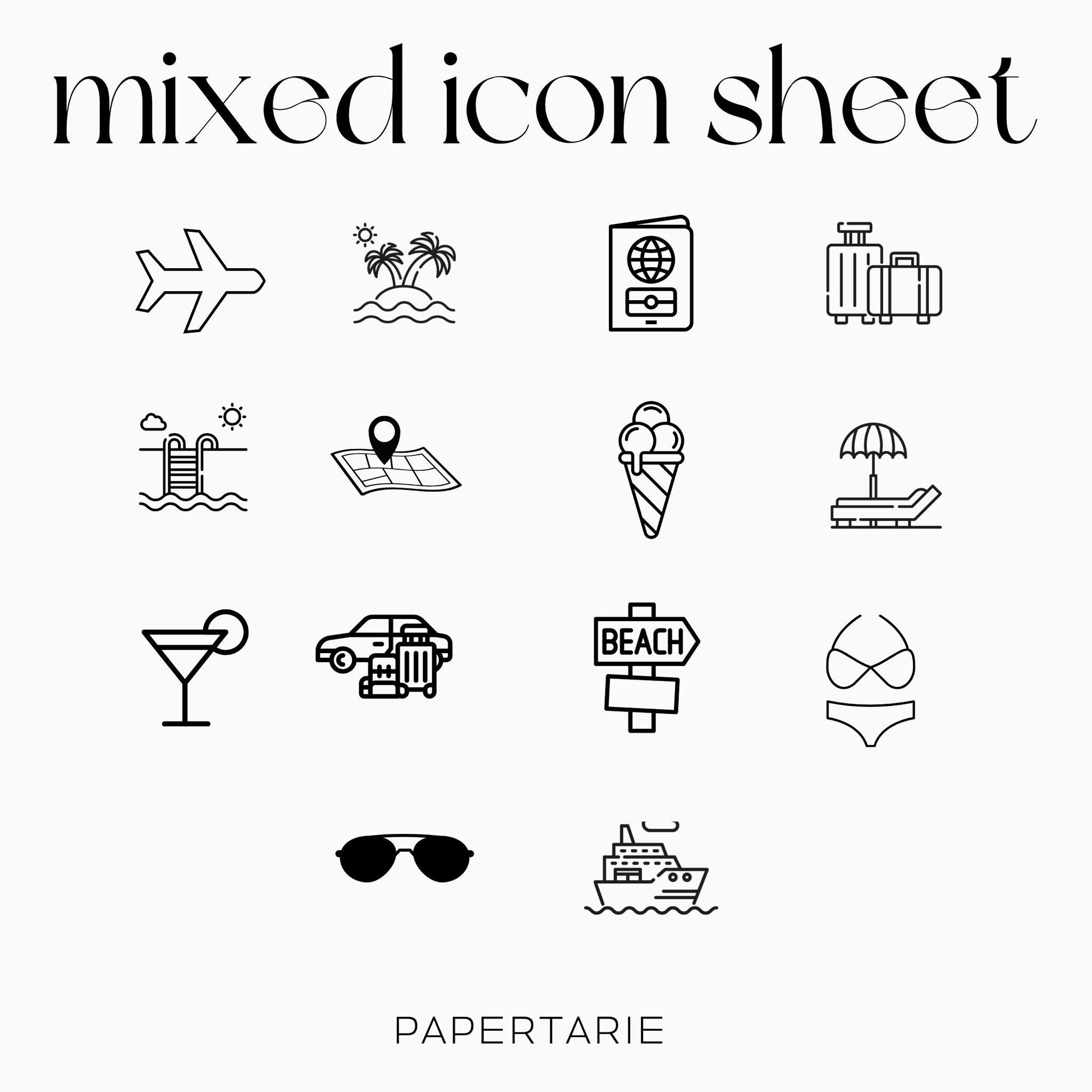 Mixed Holiday Icons | Holiday Stickers | Mini Icon Stickers | Transparent | Matte | Glossyy | Large Size Sheet