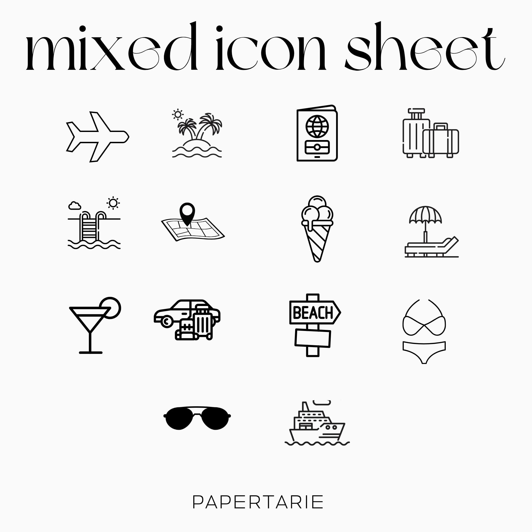 Mixed Holiday Icons | Holiday Stickers | Mini Icon Stickers | Transparent | Matte | Glossyy | Large Size Sheet