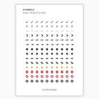 Mixed Symbol Icons | Symbol Stickers | Mini Icon Stickers | Transparent | Matte | Glossy | Large Size Sheet