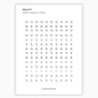 Mixed Beauty and Wellbeing Icons | Beauty Stickers | Mini Icon Stickers | Transparent | Matte | Glossy | Large Size Sheet