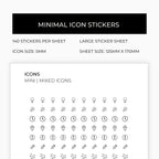 Mixed Planner Icons | Icon Stickers | Mini Icon Stickers | Transparent | Matte | Glossy | Large Size Sheet
