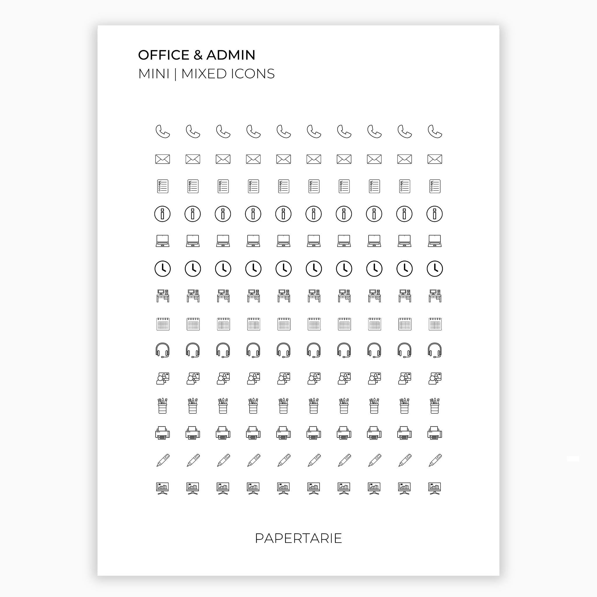 Mixed Office and Admin Icons | Admin Stickers | Mini Icon Stickers | Transparent | Matte | Glossy | Large Size Sheet