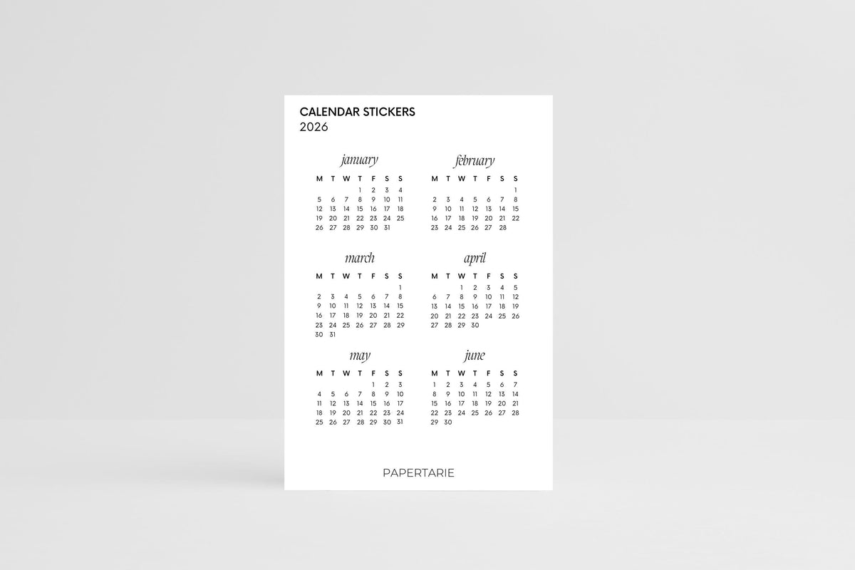 Calendar Monthly Stickers | Functional Stickers | Premium Linen Look | Standard Size | Two Sheets