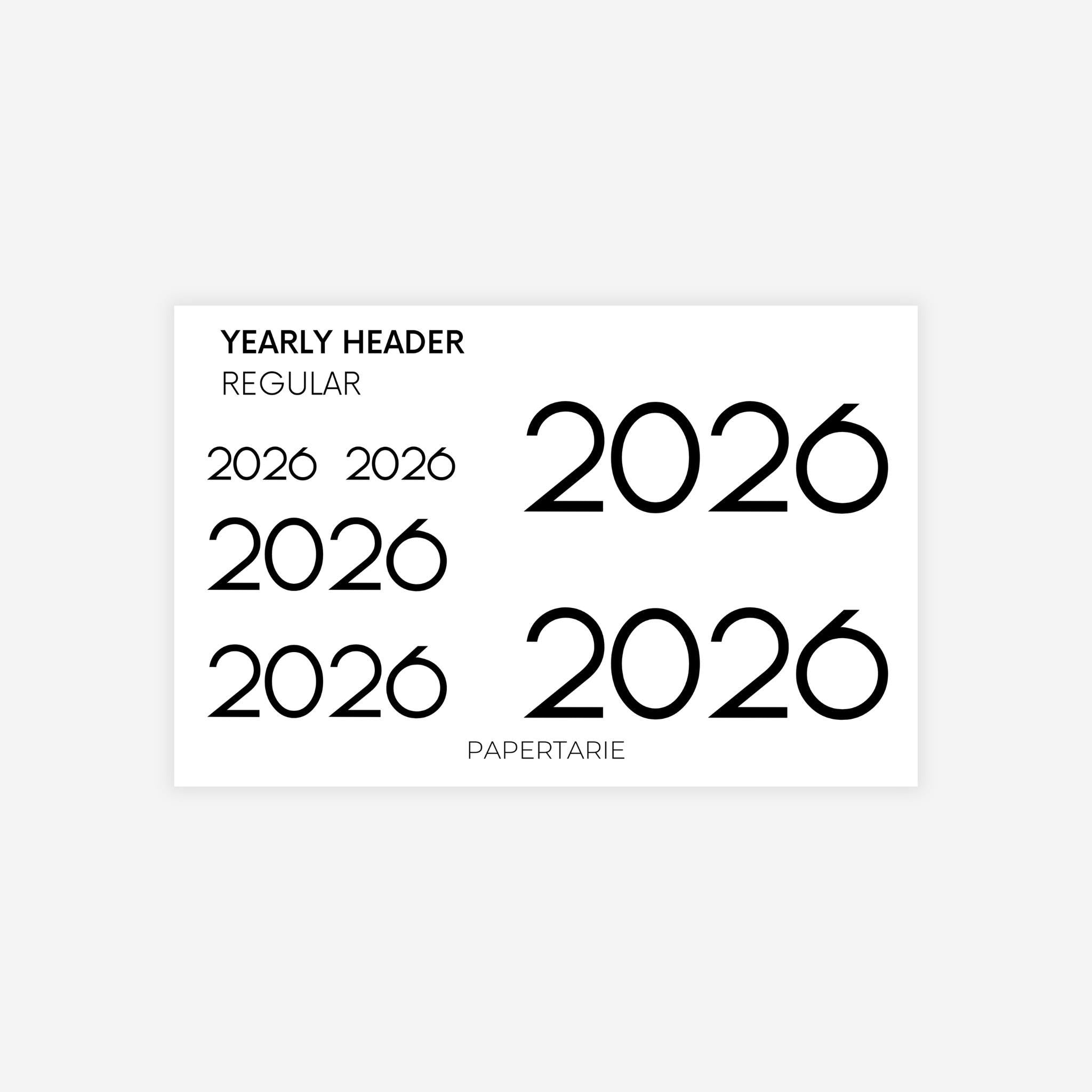Yearly Headers Stickers | 2026 | Functional Stickers | Transparent | Standard Size | Matte | Gloss