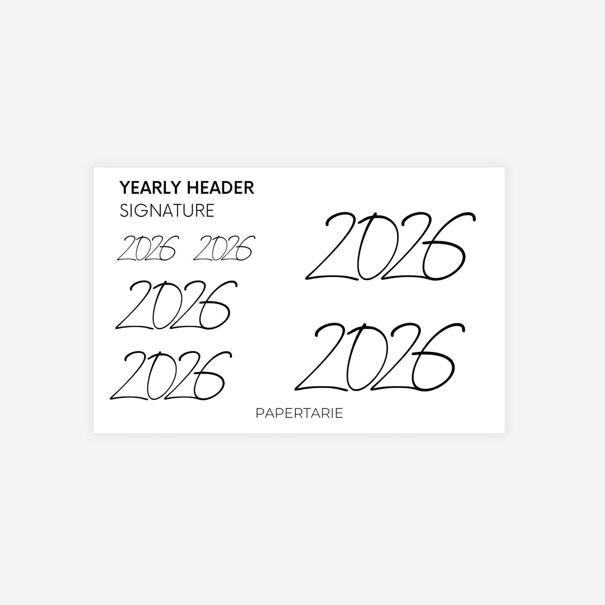 Yearly Headers Stickers | 2026 | Functional Stickers | Transparent | Standard Size | Matte | Gloss