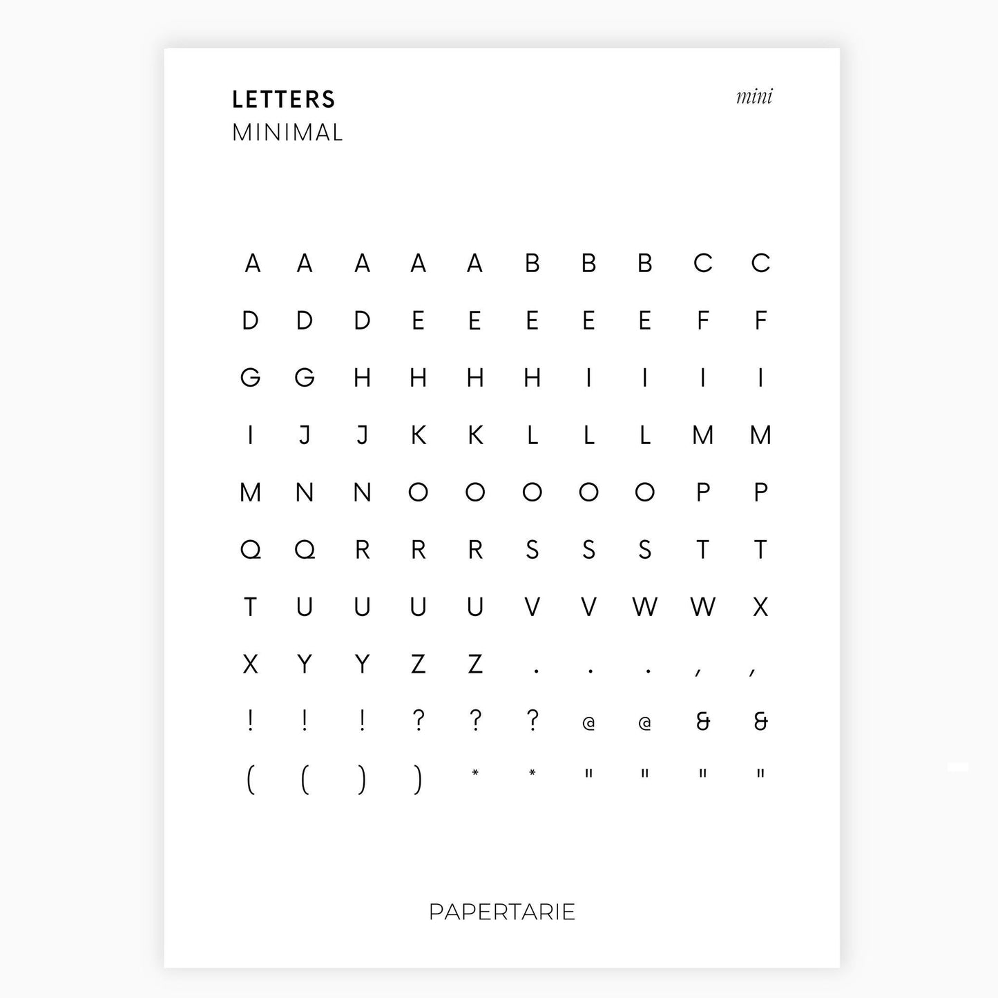 Mini Letter Stickers | Journaling Stickers | Transparent | Minimal | Stickers | Large Sheet | Matte | Glossy | Hobonichi