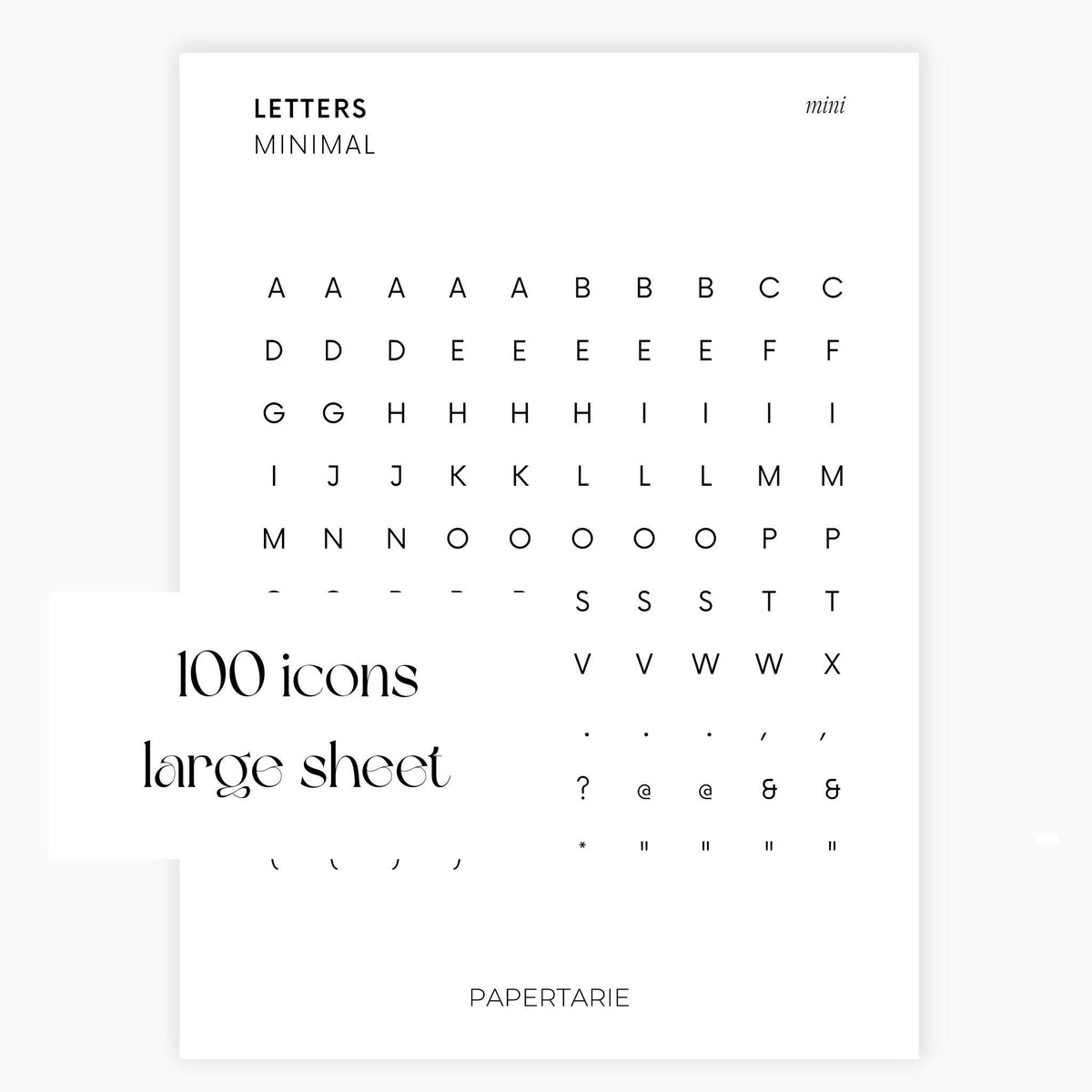 Mini Letter Stickers | Journaling Stickers | Transparent | Minimal | Stickers | Large Sheet | Matte | Glossy | Hobonichi