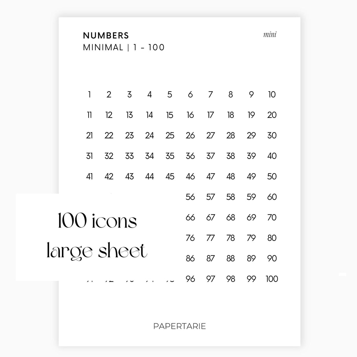 Mini Number Stickers | Journaling Stickers | Transparent | Minimal | Stickers | Numbers| Large Sheet | Matte | Glossy | Hobonichi