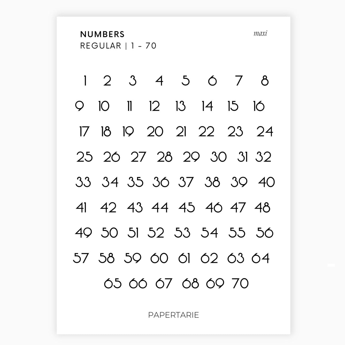 Maxi Number Stickers | Journaling Stickers | Transparent | Minimal | Stickers | Numbers| Large Sheet | Matte | Glossy | Hobonichi
