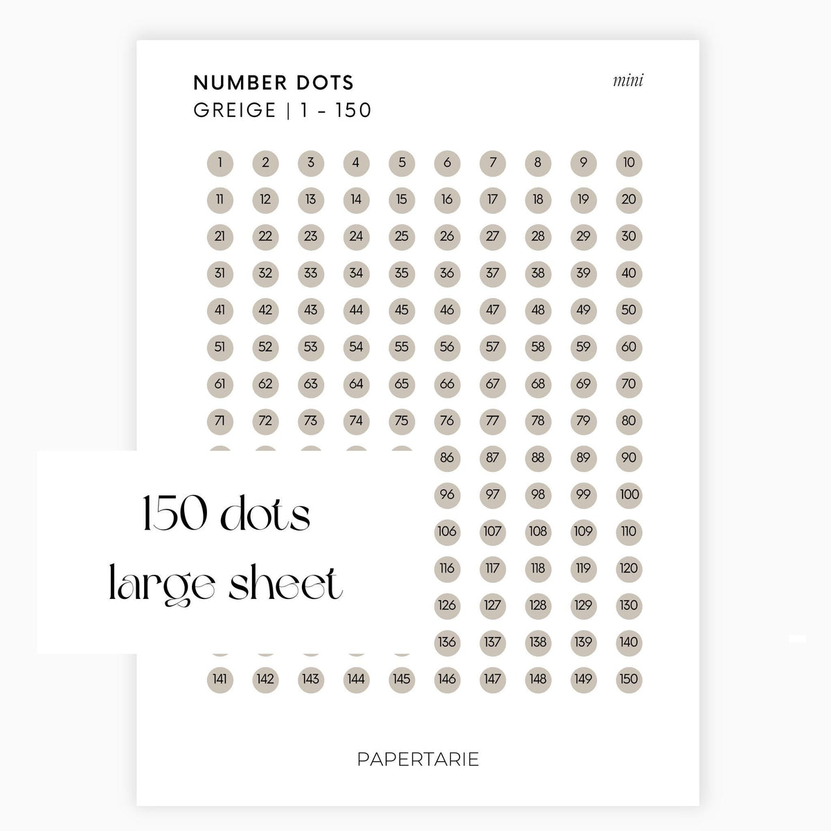 Mini Number Dots | Shape Stickers | Transparent | Matte | Glossy | Large Size | Options