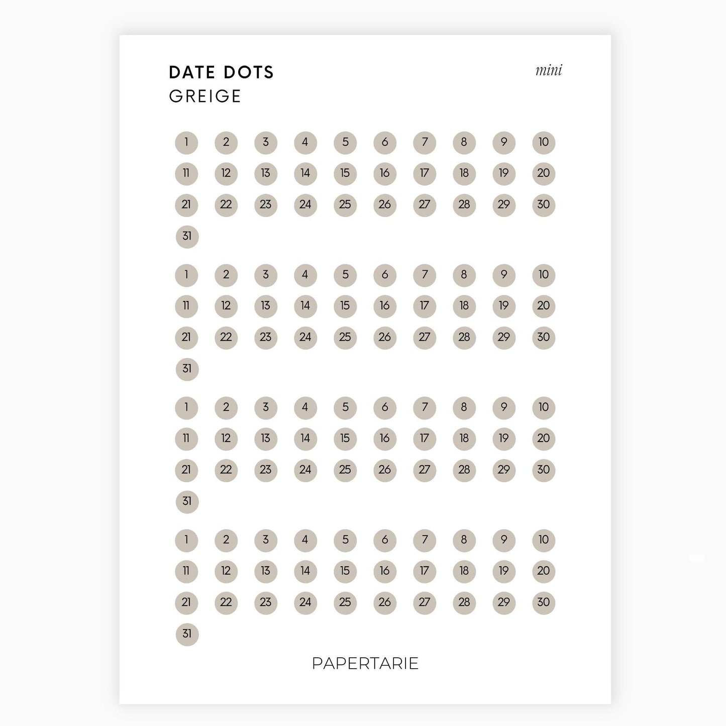 Mini Date Dots | Four Months | Shape Stickers | Transparent | Matte | Glossy | Large Size | Options