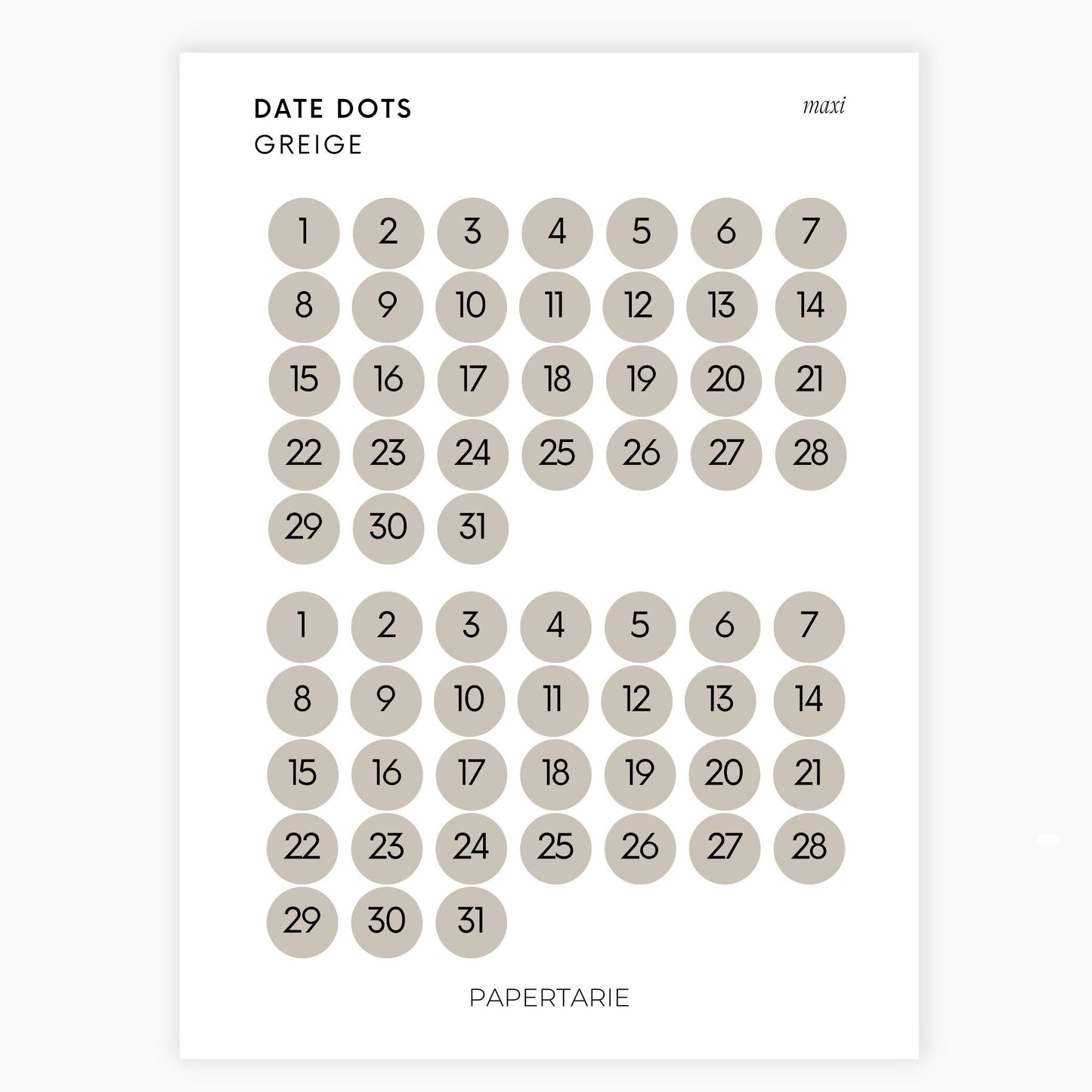 Maxi Date Dots | Two Months | Shape Stickers | Transparent | Matte | Glossy | Large Size | Options