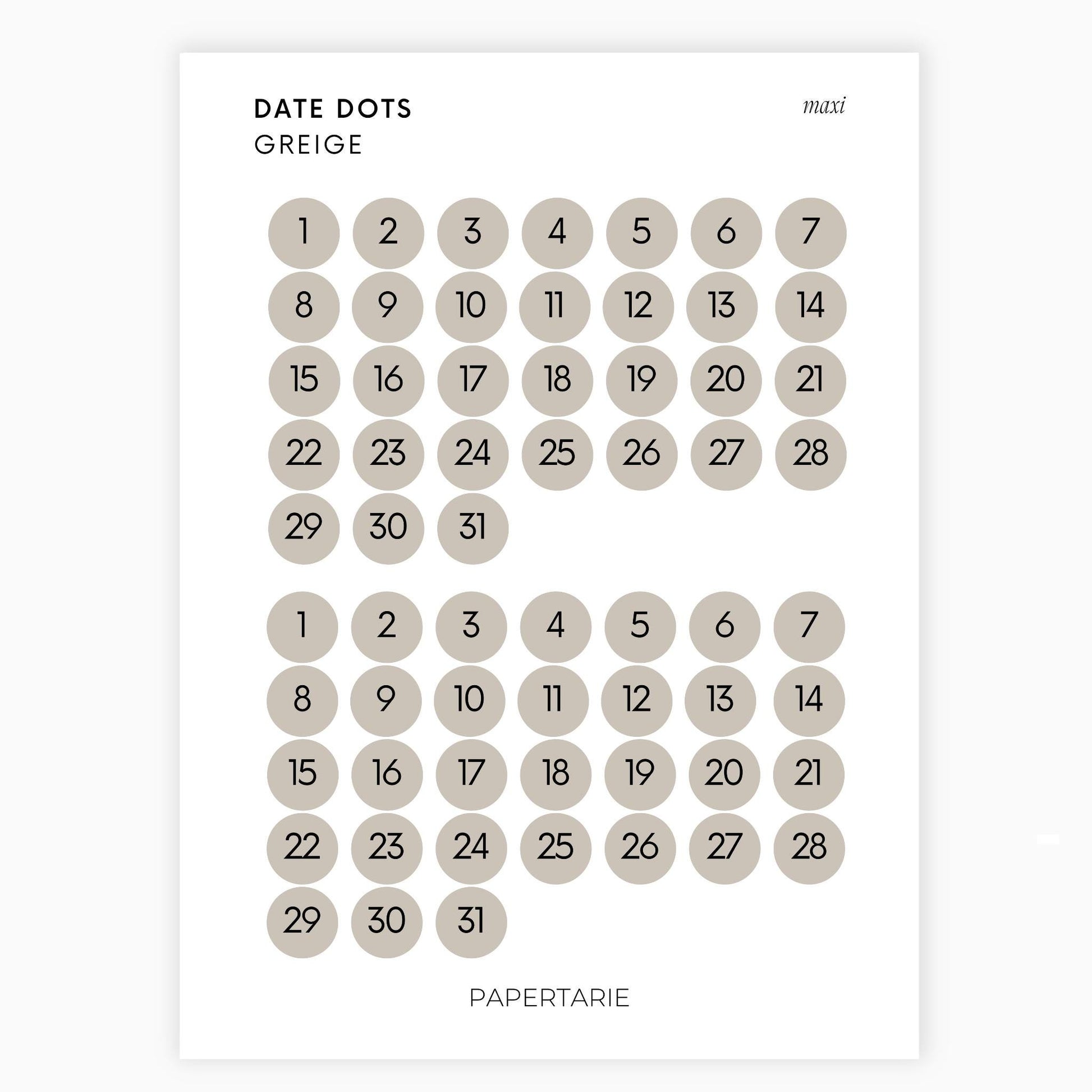 Maxi Date Dots | Two Months | Shape Stickers | Transparent | Matte | Glossy | Large Size | Options