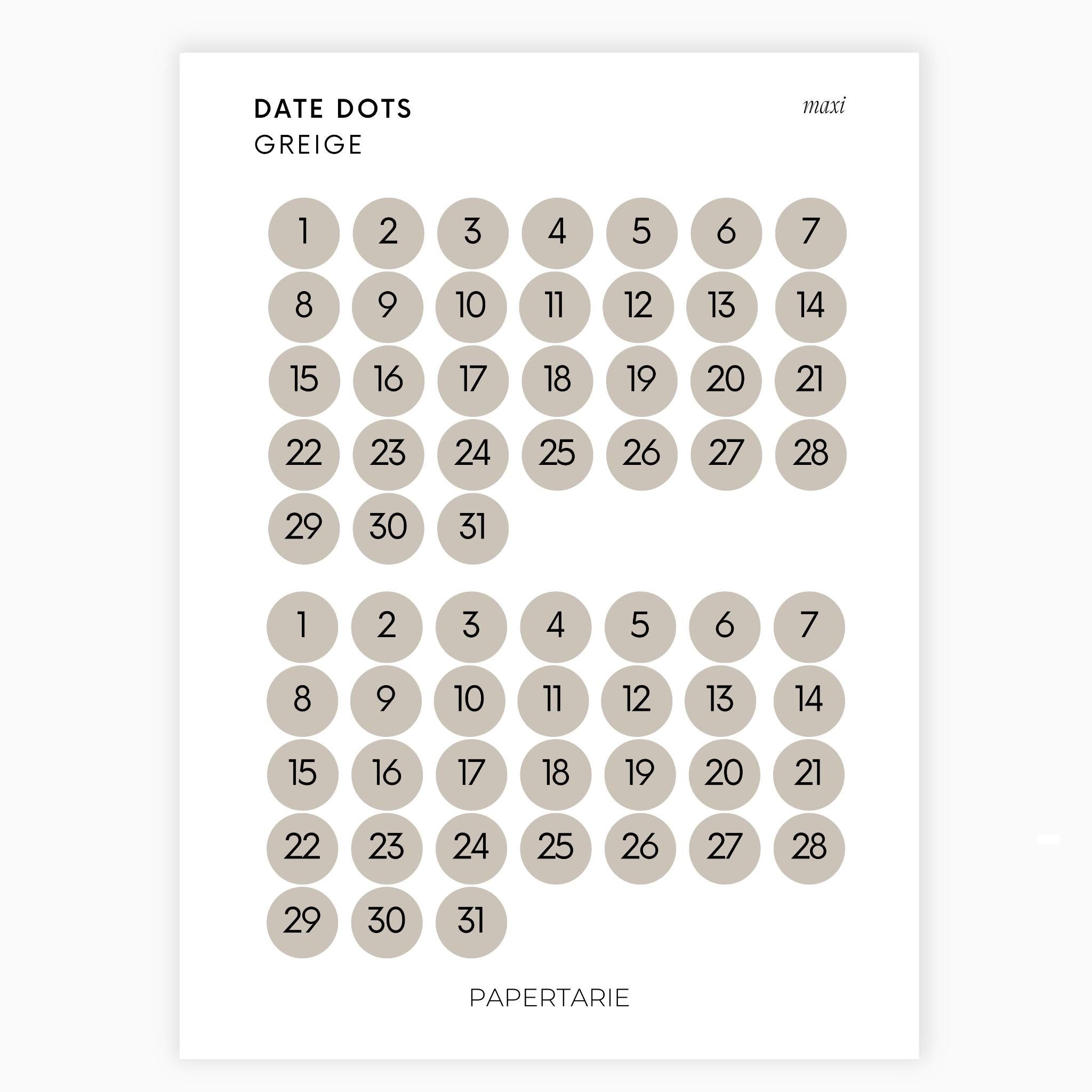 Maxi Date Dots | Two Months | Shape Stickers | Transparent | Matte | Glossy | Large Size | Options