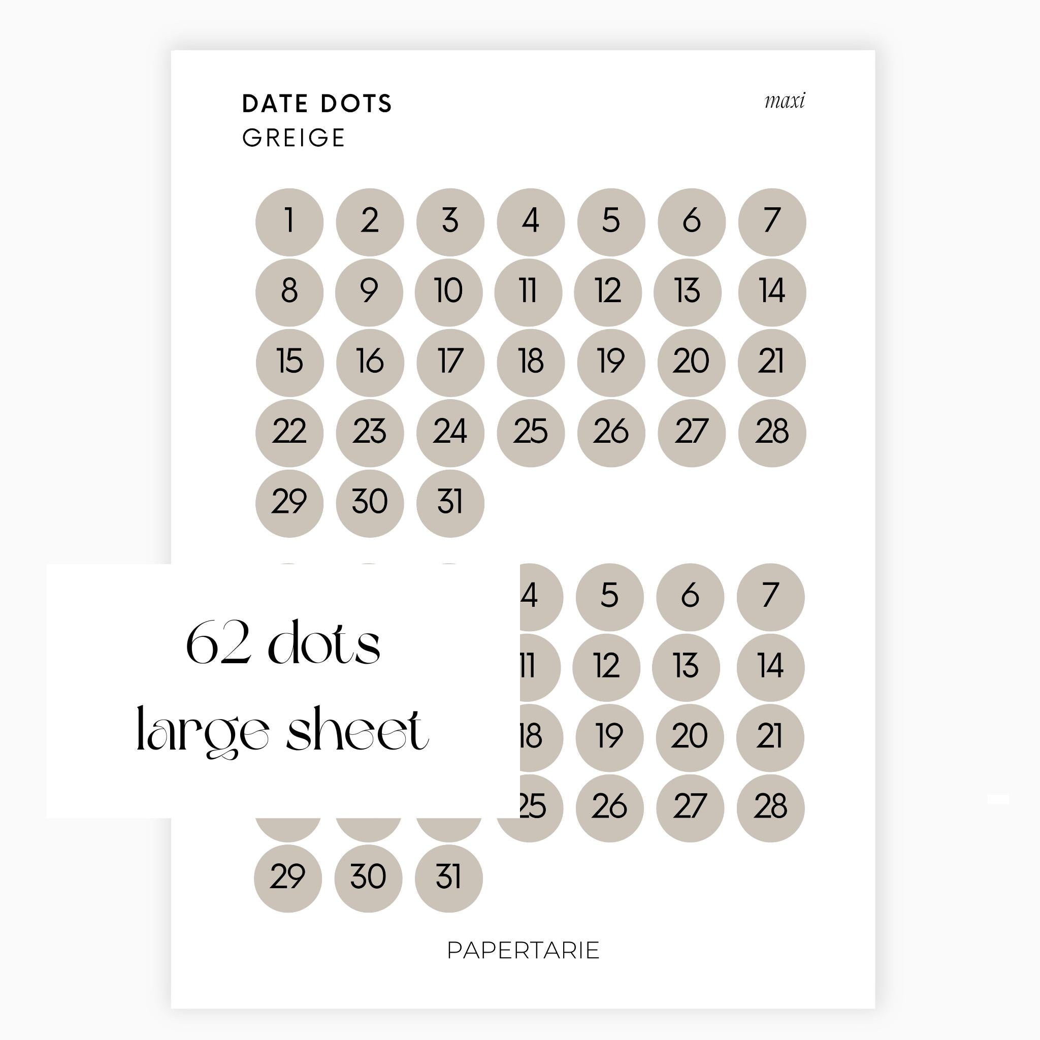 Maxi Date Dots | Two Months | Shape Stickers | Transparent | Matte | Glossy | Large Size | Options
