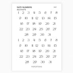 Maxi Date Number Stickers | 2 Months | Transparent | Minimal | Stickers | Numbers| Large Sheet | Matte | Glossy | Hobonichi