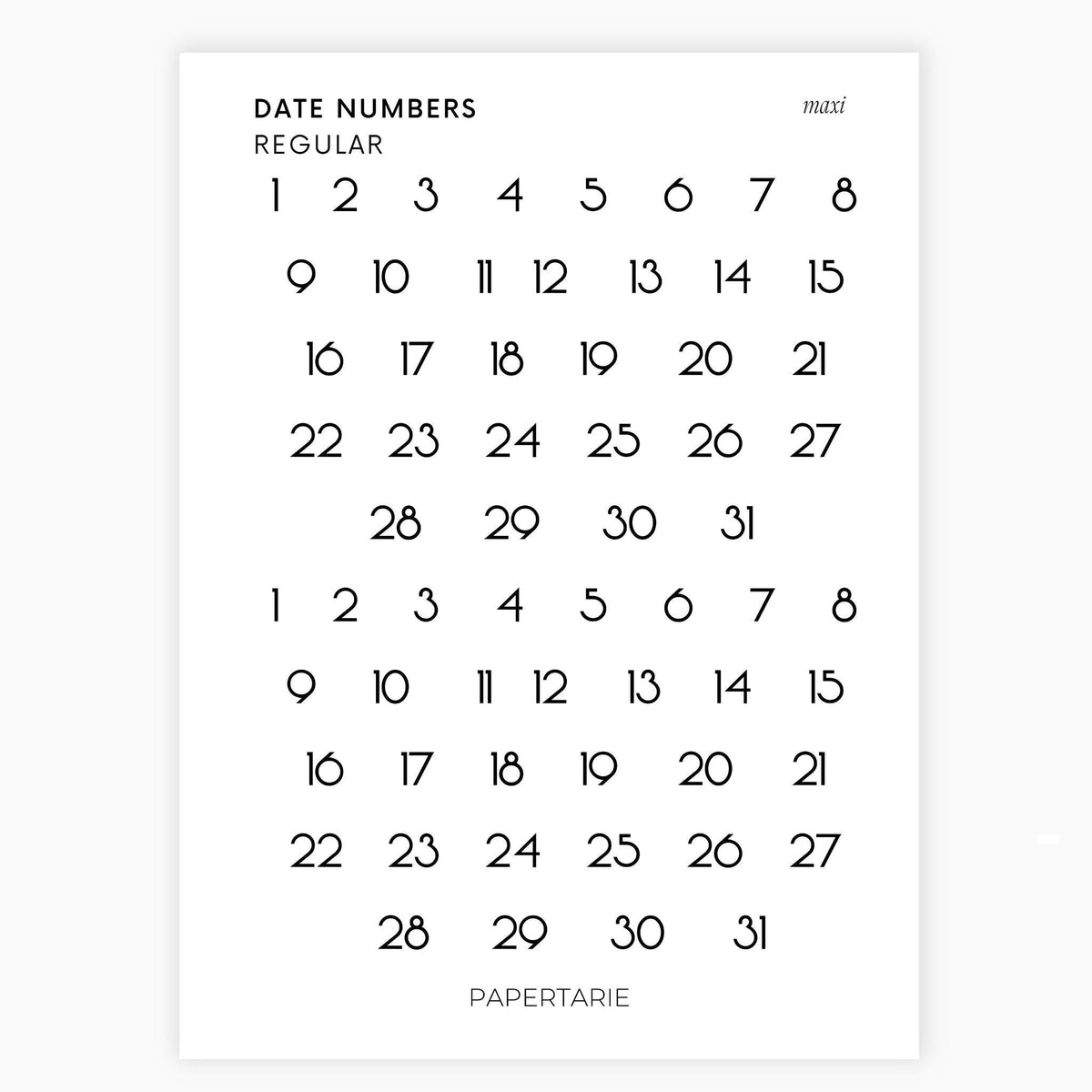 Maxi Date Number Stickers | 2 Months | Transparent | Minimal | Stickers | Numbers| Large Sheet | Matte | Glossy | Hobonichi