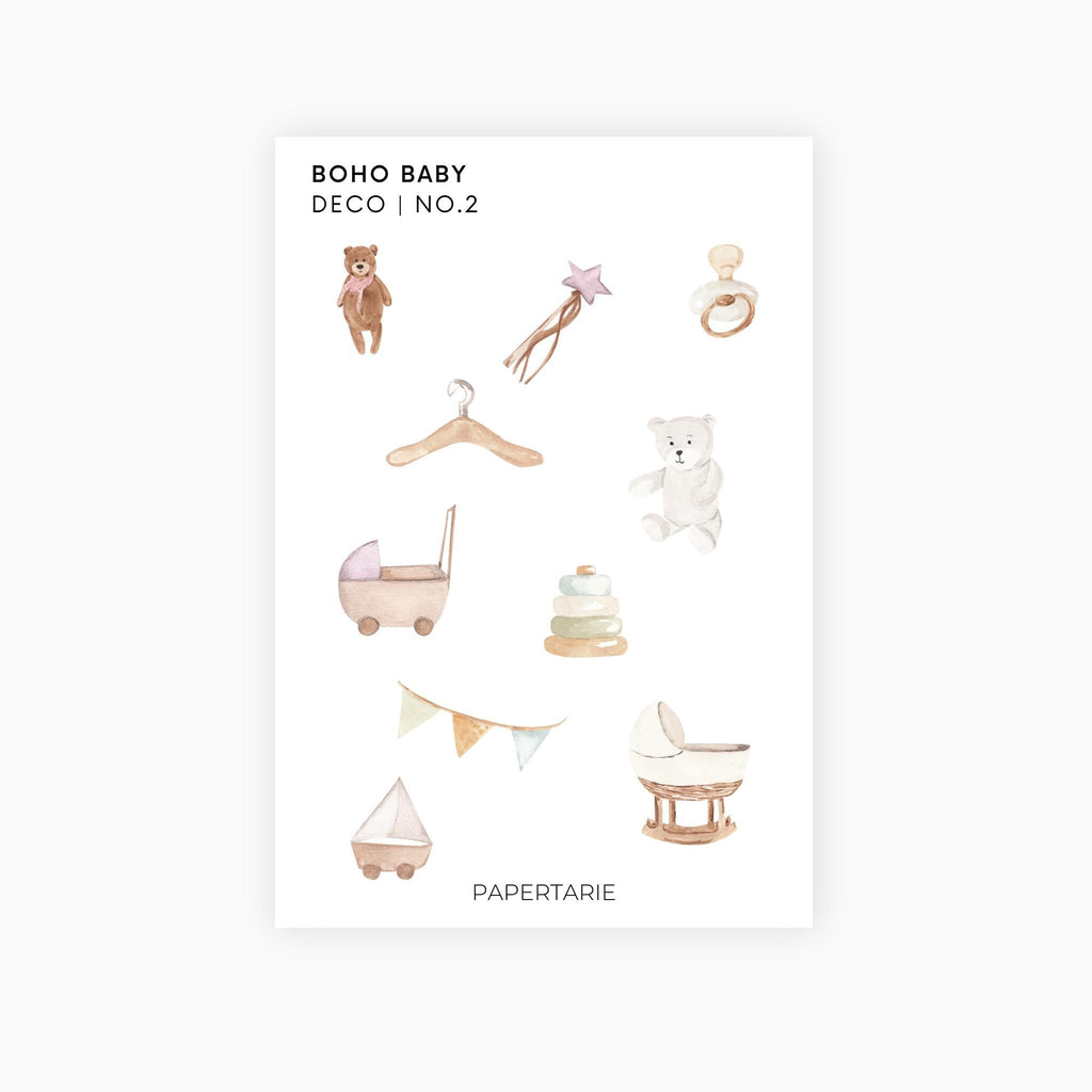 Boho Baby Planner Stickers | Deco Stickers | 2 Options | Transparent Matte | Minimal | Baby Shower | Nursery