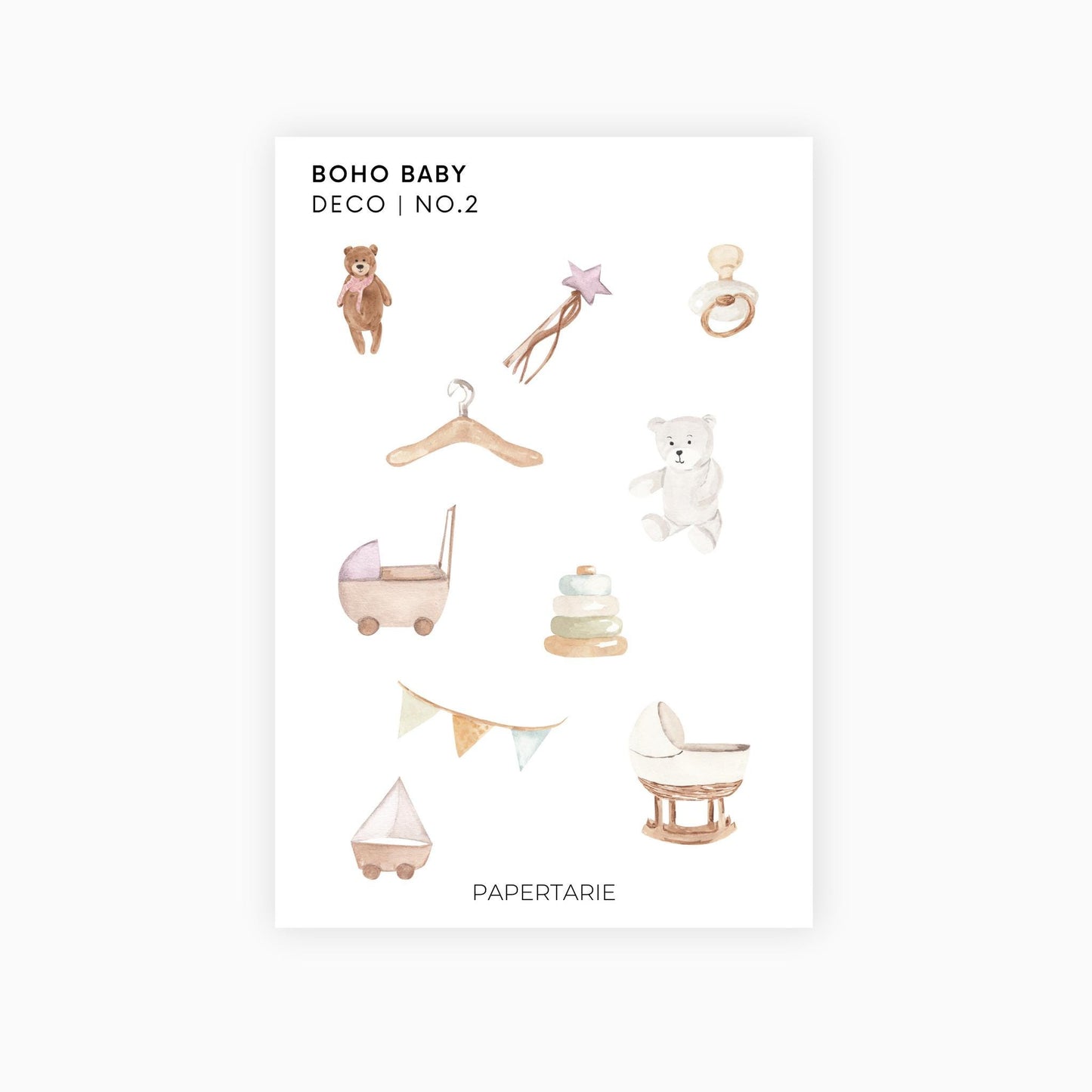 Boho Baby Planner Stickers | Deco Stickers | 2 Options | Transparent Matte | Minimal | Baby Shower | Nursery