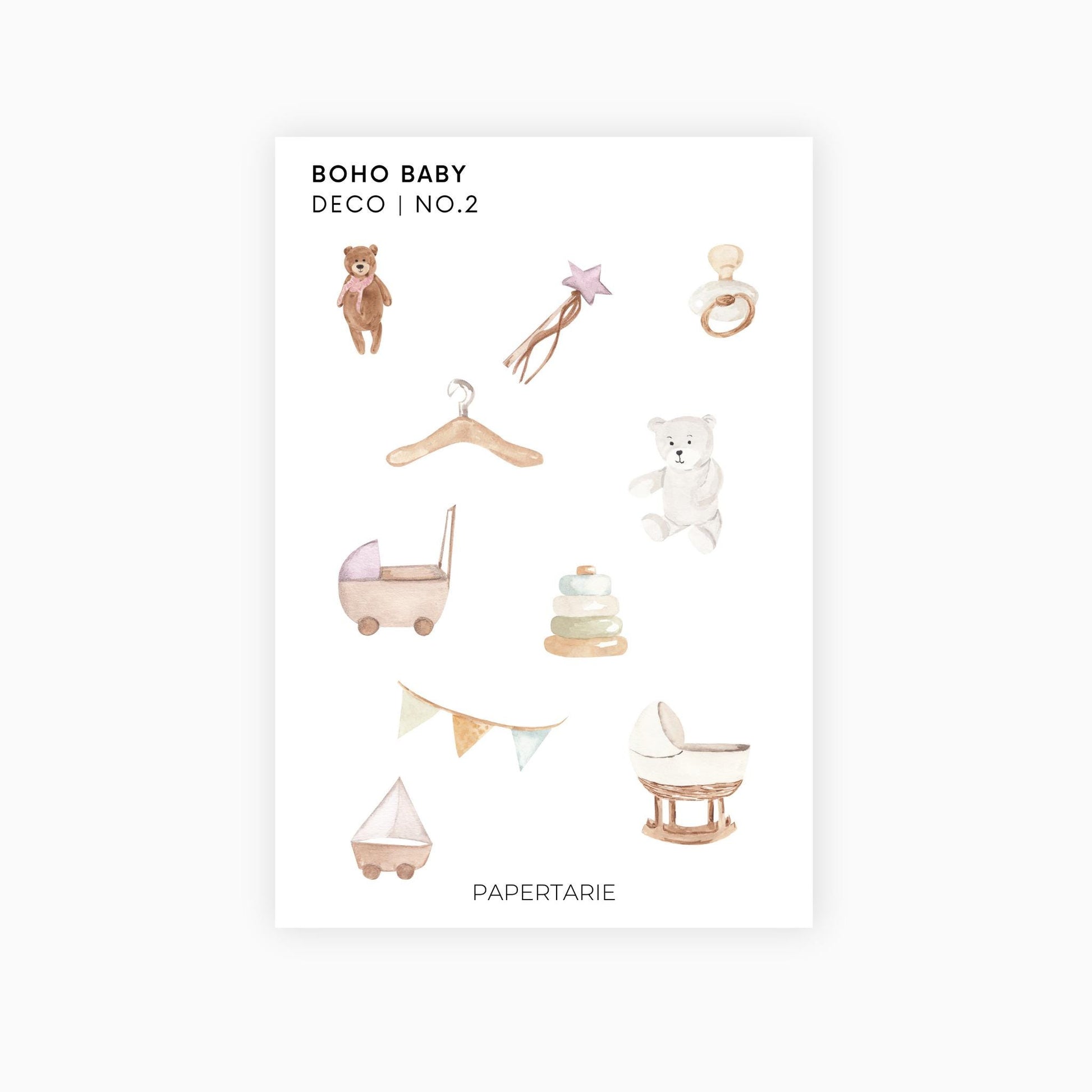 Boho Baby Planner Stickers | Deco Stickers | 2 Options | Transparent Matte | Minimal | Baby Shower | Nursery