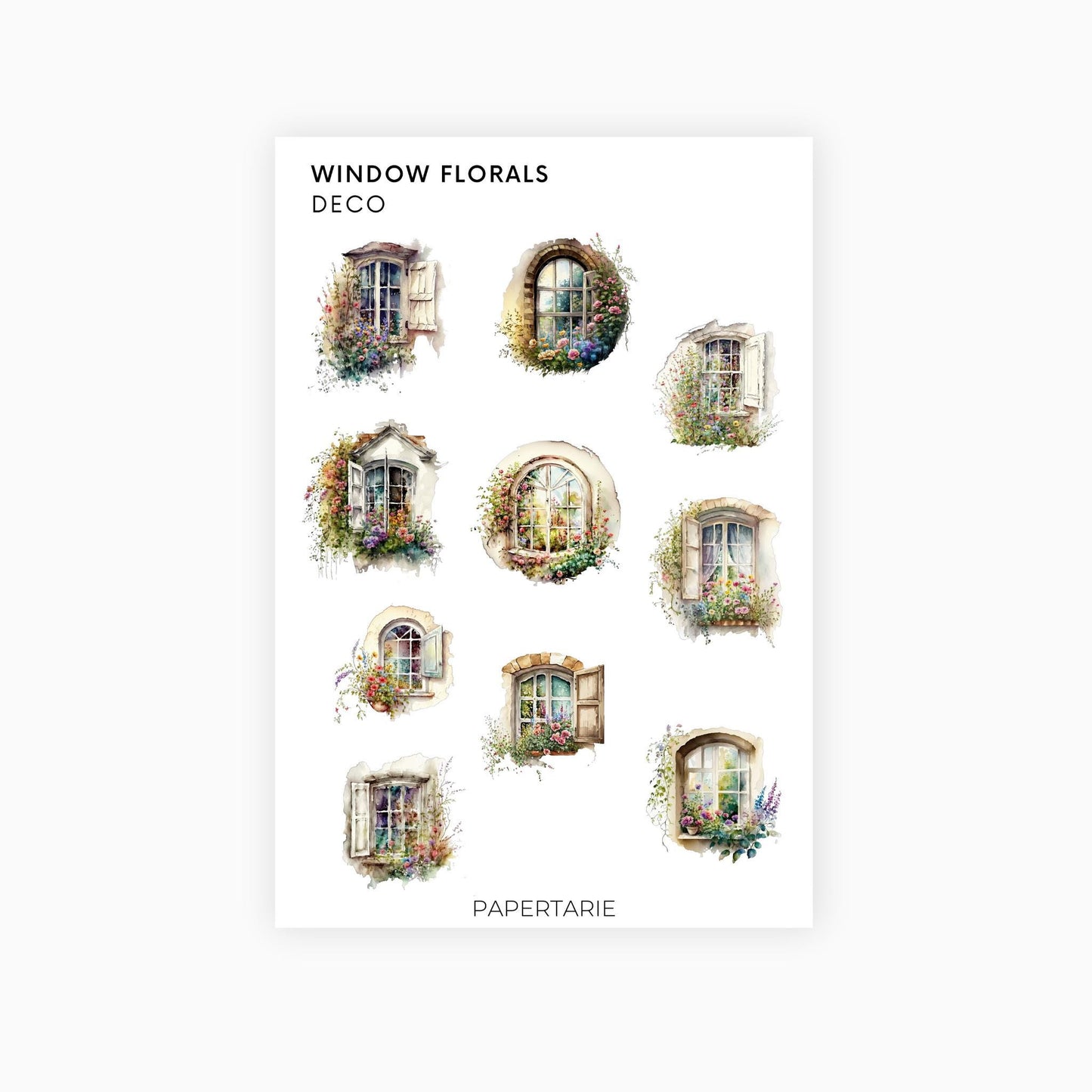 Deco Planner Stickers | Window Florals | Standard Sheet | Transparent | Matte | Planner Stickers | Florals | Botanical