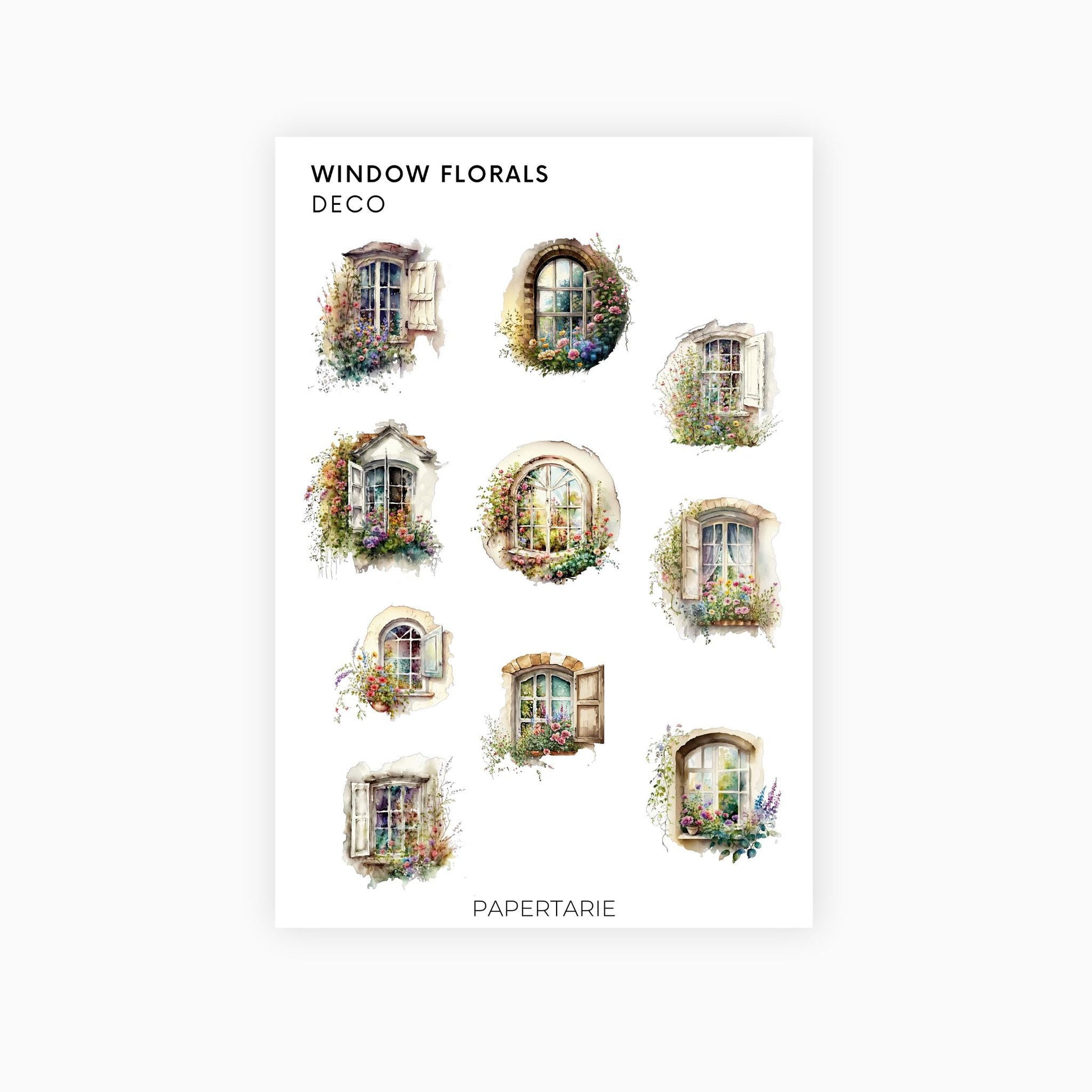 Deco Planner Stickers | Window Florals | Standard Sheet | Transparent | Matte | Planner Stickers | Florals | Botanical