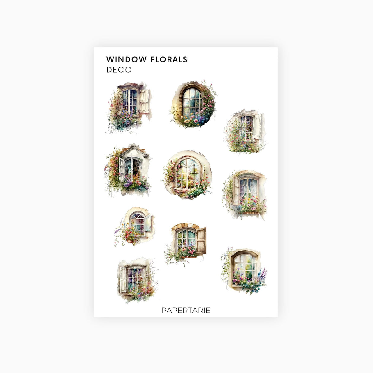 Deco Planner Stickers | Window Florals | Standard Sheet | Transparent | Matte | Planner Stickers | Florals | Botanical