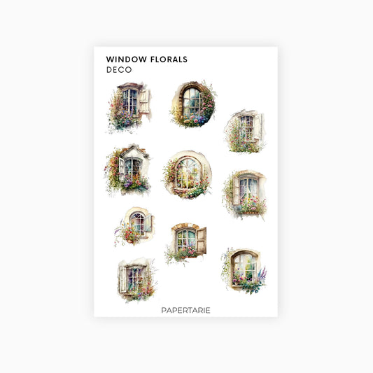 Deco Planner Stickers | Window Florals | Standard Sheet | Transparent | Matte | Planner Stickers | Florals | Botanical