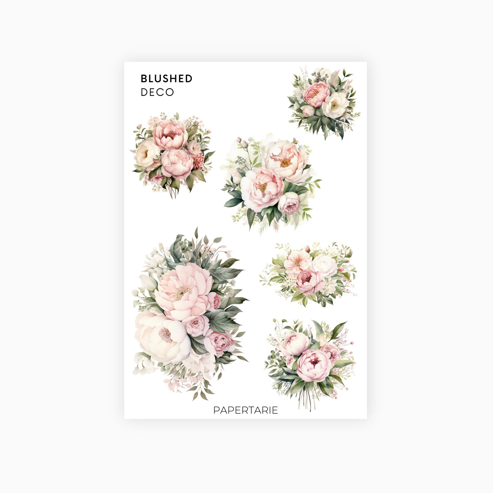 Deco Planner Stickers | Blushed | Standard Sheet | Transparent | Matte | Planner Stickers | Florals | Botanical