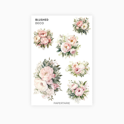 Deco Planner Stickers | Blushed | Standard Sheet | Transparent | Matte | Planner Stickers | Florals | Botanical